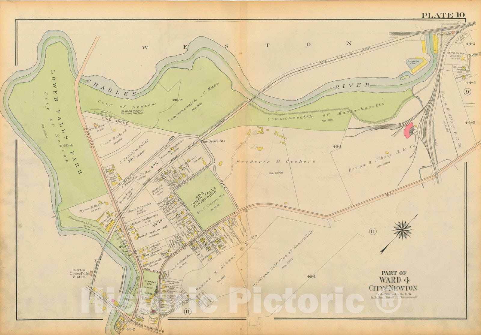 Historic Map : Atlas City of Newton Massachusetts 1917 Plate 010 , Vintage Wall Art