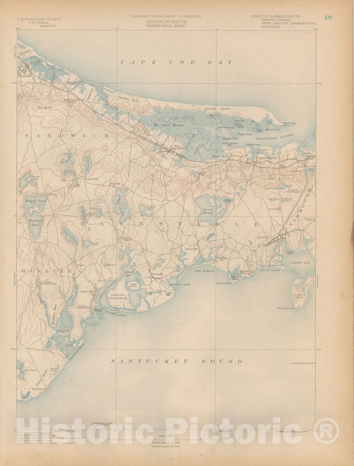 Historic Map : Atlas of Massachusetts, Barnstable & Cape Cod & Mashpee & Sandwich 1890 Page 48 , Vintage Wall Art