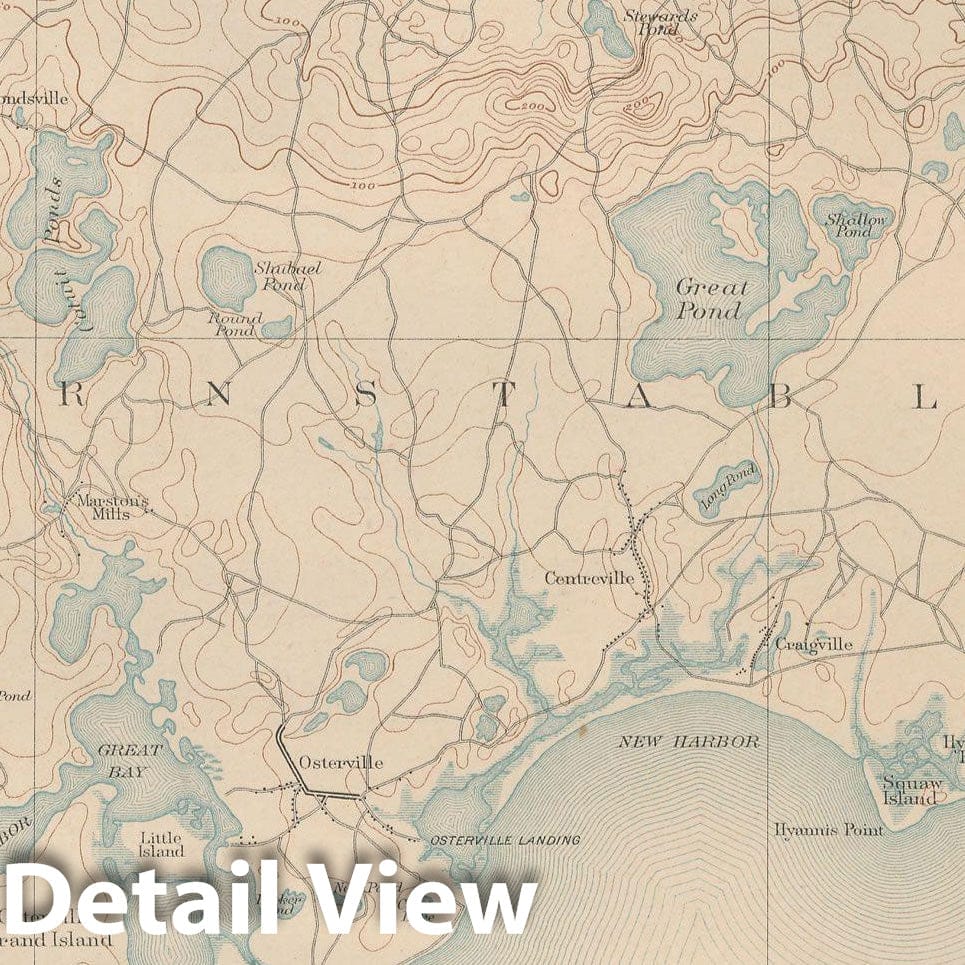 Historic Map : Atlas of Massachusetts, Barnstable & Cape Cod & Mashpee & Sandwich 1890 Page 48 , Vintage Wall Art