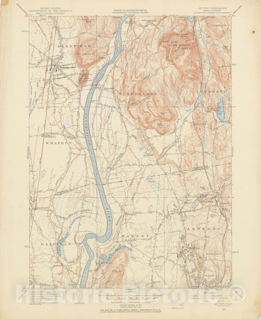 Historic Map : USGS 7.5 Minute Sheets and Quadrangles, Deerfield 1955 Topographic Map , Vintage Wall Art