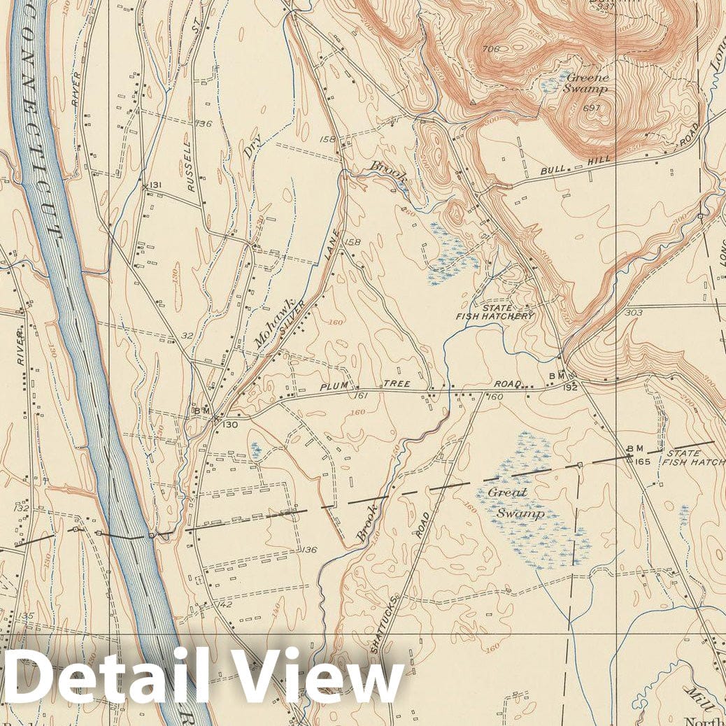 Historic Map : USGS 7.5 Minute Sheets and Quadrangles, Deerfield 1955 Topographic Map , Vintage Wall Art