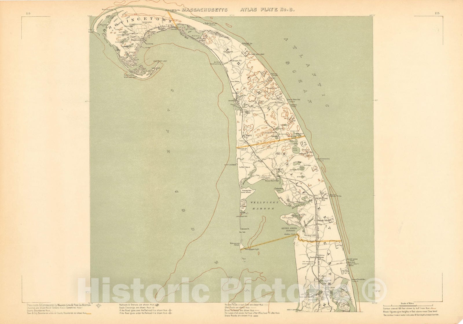 Historic Map : Cape Cod & Provincetown 1908 Plate 008 , Topographical Atlas of Massachusetts , Vintage Wall Art