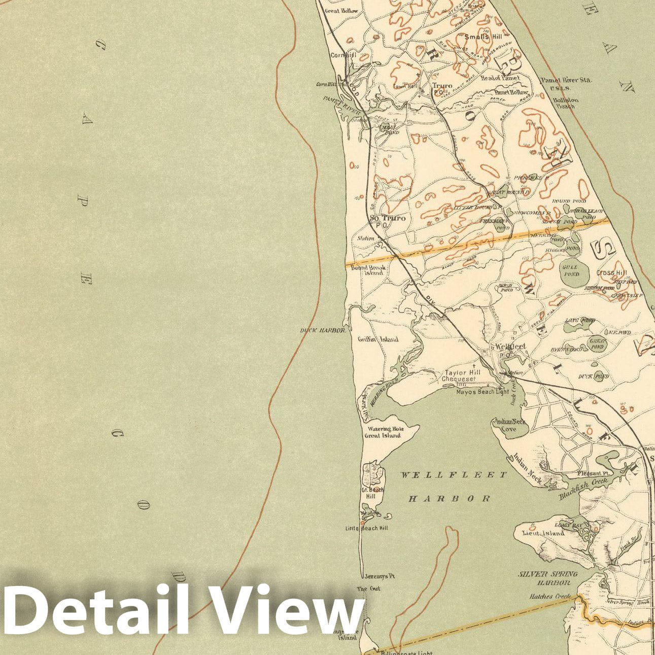 Historic Map : Cape Cod & Provincetown 1908 Plate 008 , Topographical Atlas of Massachusetts , Vintage Wall Art