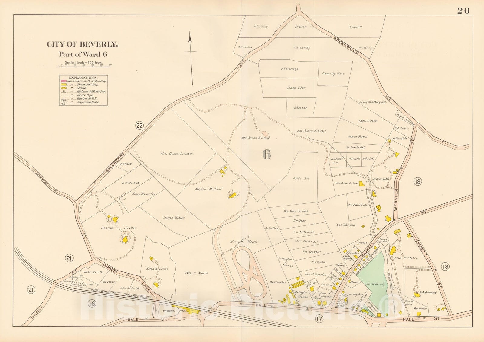 Historic Map : Beverly 1907 Plate 020 , Atlas City of Beverly , Vintage Wall Art