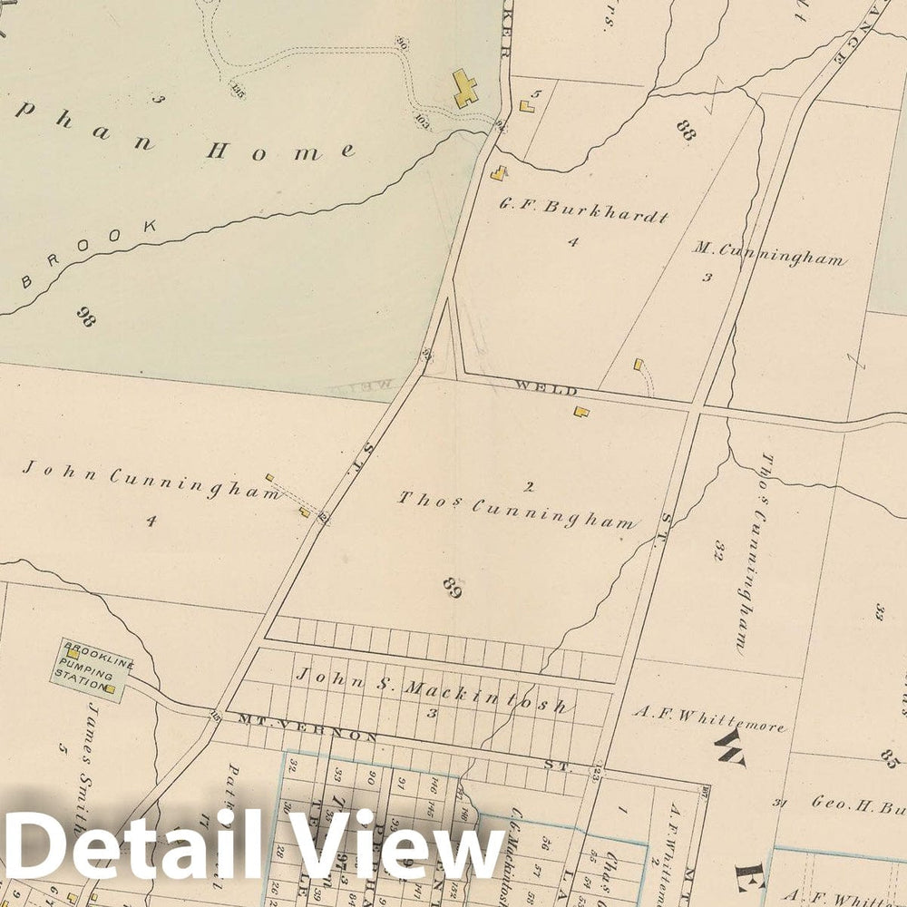 Historic Map : City Atlas of Boston, Massachusetts, West Roxbury 1882 Plate 027 , Vintage Wall Art