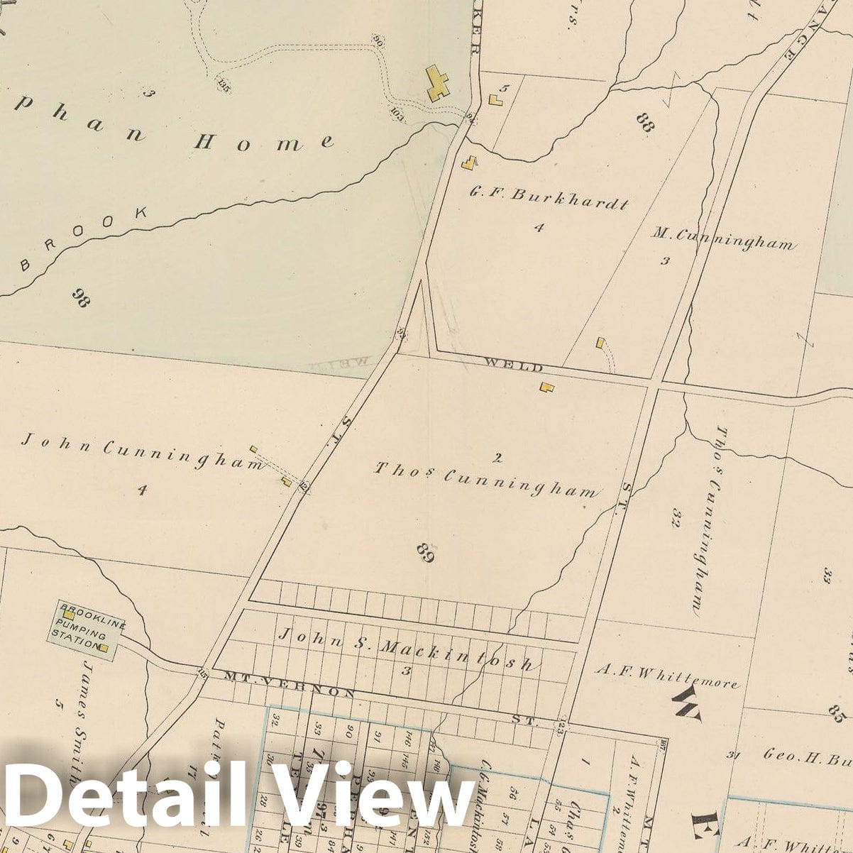 Historic Map : City Atlas of Boston, Massachusetts, West Roxbury 1882 Plate 027 , Vintage Wall Art
