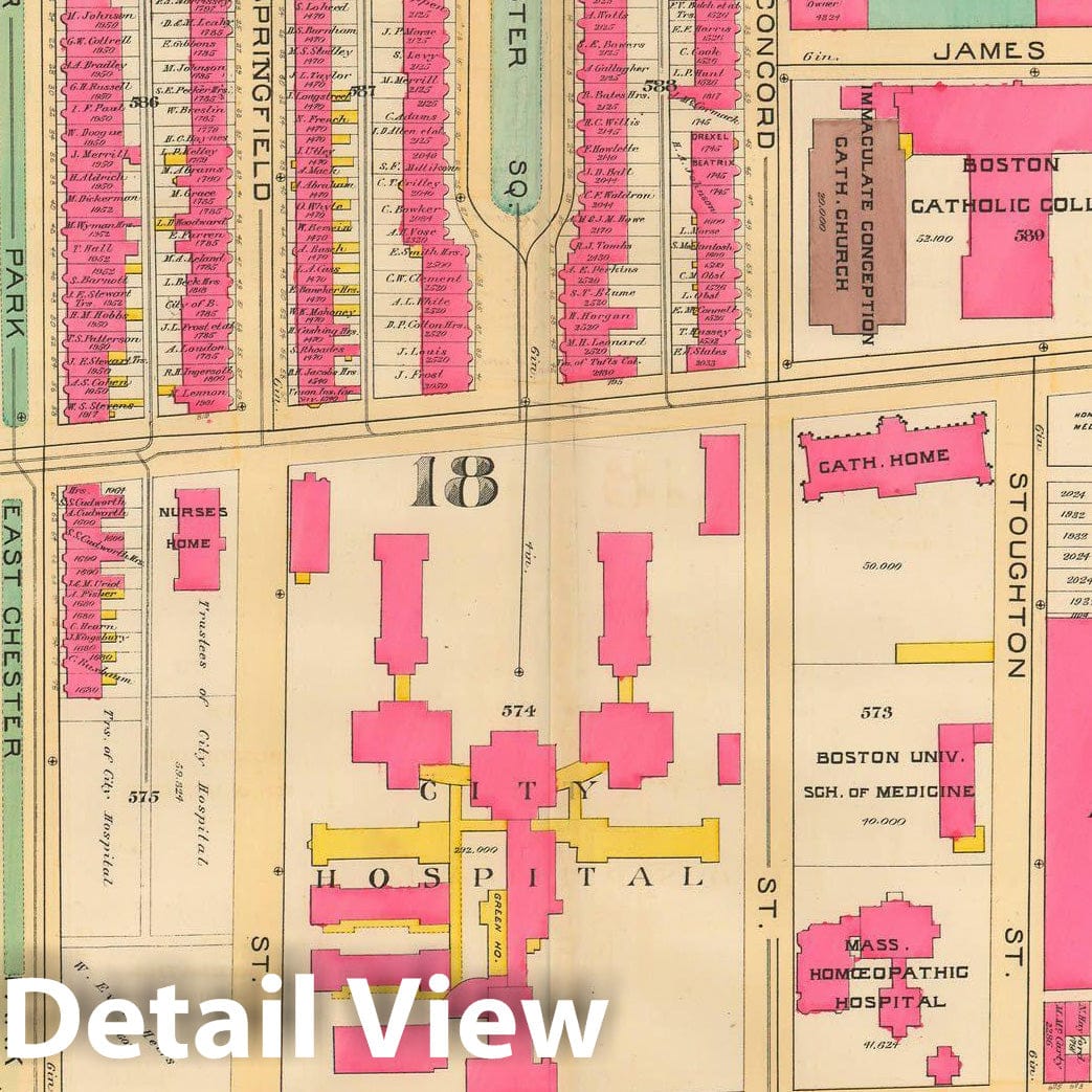 Historic Map : Atlas City of Boston, City Proper and Roxbury, Boston 1890 Plate 018 , Vintage Wall Art