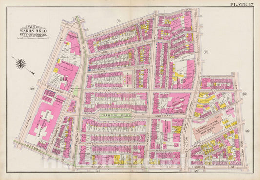 Historic Map : Atlas City of Boston: Boston Proper and Back Bay, Boston 1908 Plate 017 , Vintage Wall Art