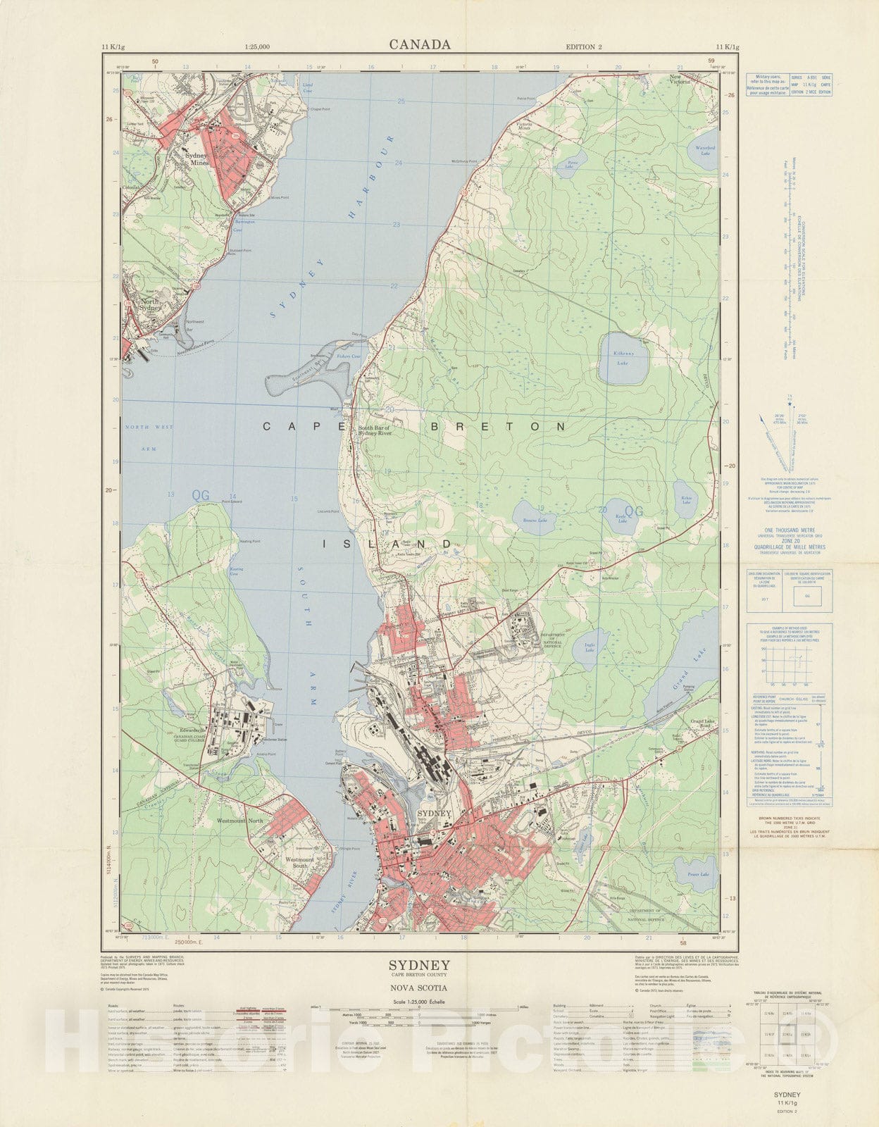 Historic Map : Canada National Topographic System, Sydney 1975 , Vintage Wall Art