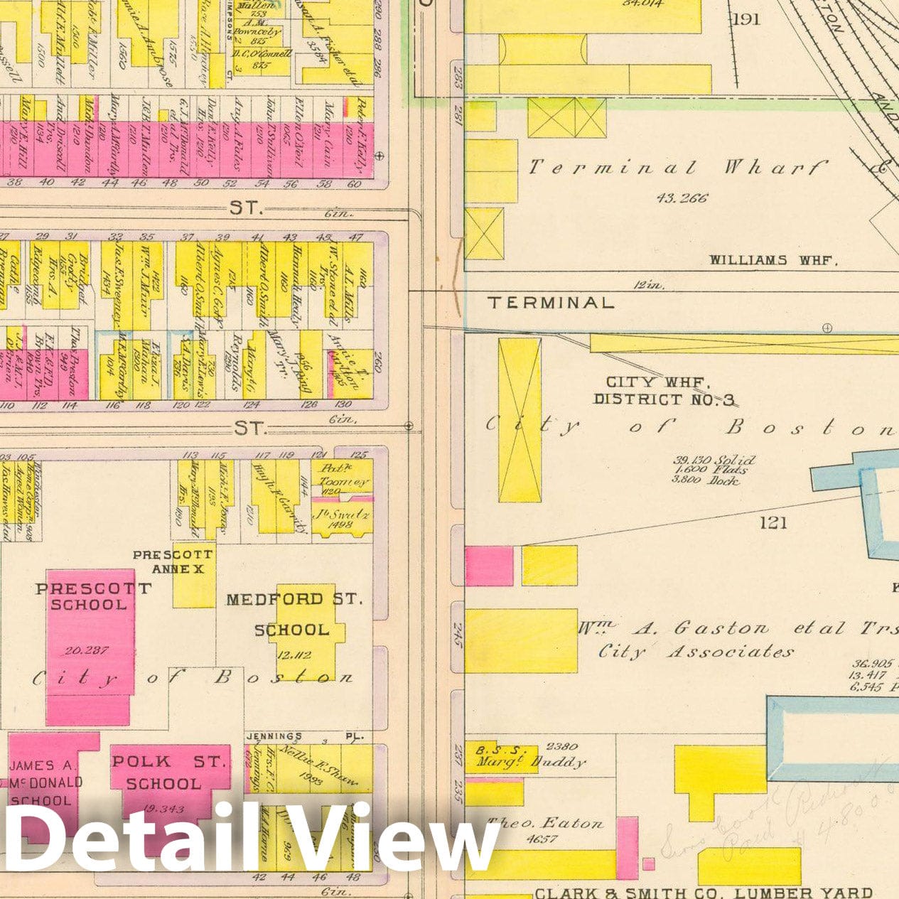 Historic Map : Atlas City of Boston: Charlestown and East Boston, Charlestown 1912 Plate 010 , Vintage Wall Art
