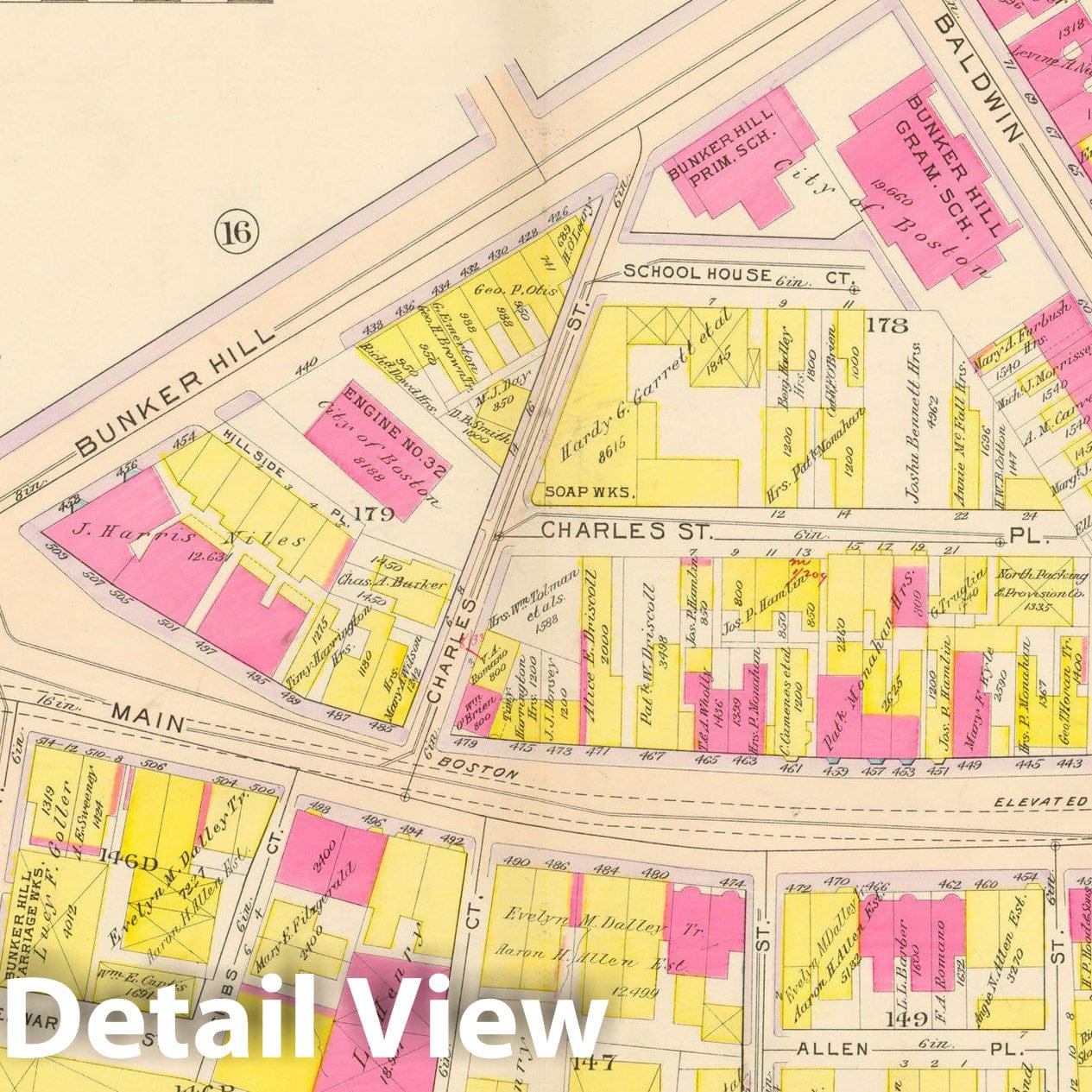 Historic Map : Atlas City of Boston: Charlestown and East Boston, Charlestown 1912 Plate 015 , Vintage Wall Art