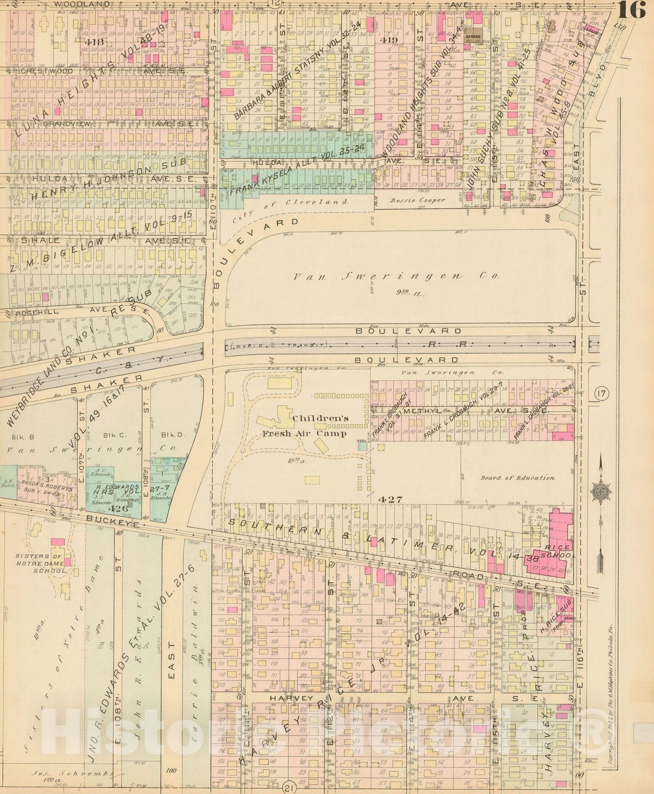 Historic Map : Atlas City of Cleveland, Vol. Four, Cleveland 1922 16R , Vintage Wall Art