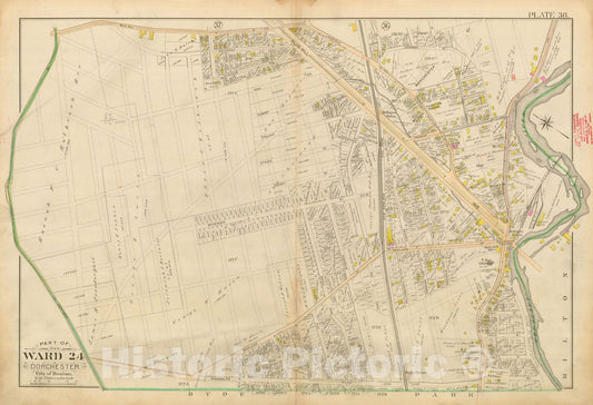 Historic Map : Atlas City of Boston, Vol. 5, Dorchester, Dorchester 1898 Plate 038 , Vintage Wall Art