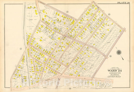 Historic Map : Atlas City of Boston, Vol. 5, Dorchester, 4th Ed., Dorchester 1904 Plate 026 , Vintage Wall Art