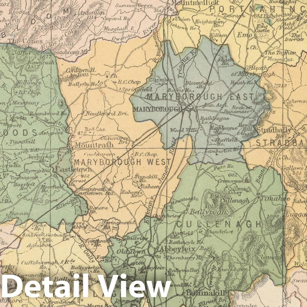 Historic Map : Irish County Maps, Laois 1900 , Vintage Wall Art