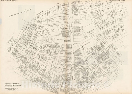 Historic Map : New England States Ed., New London 1946 , Nirenstein's National Preferred Real Estate Locations of Business Properties , Vintage Wall Art