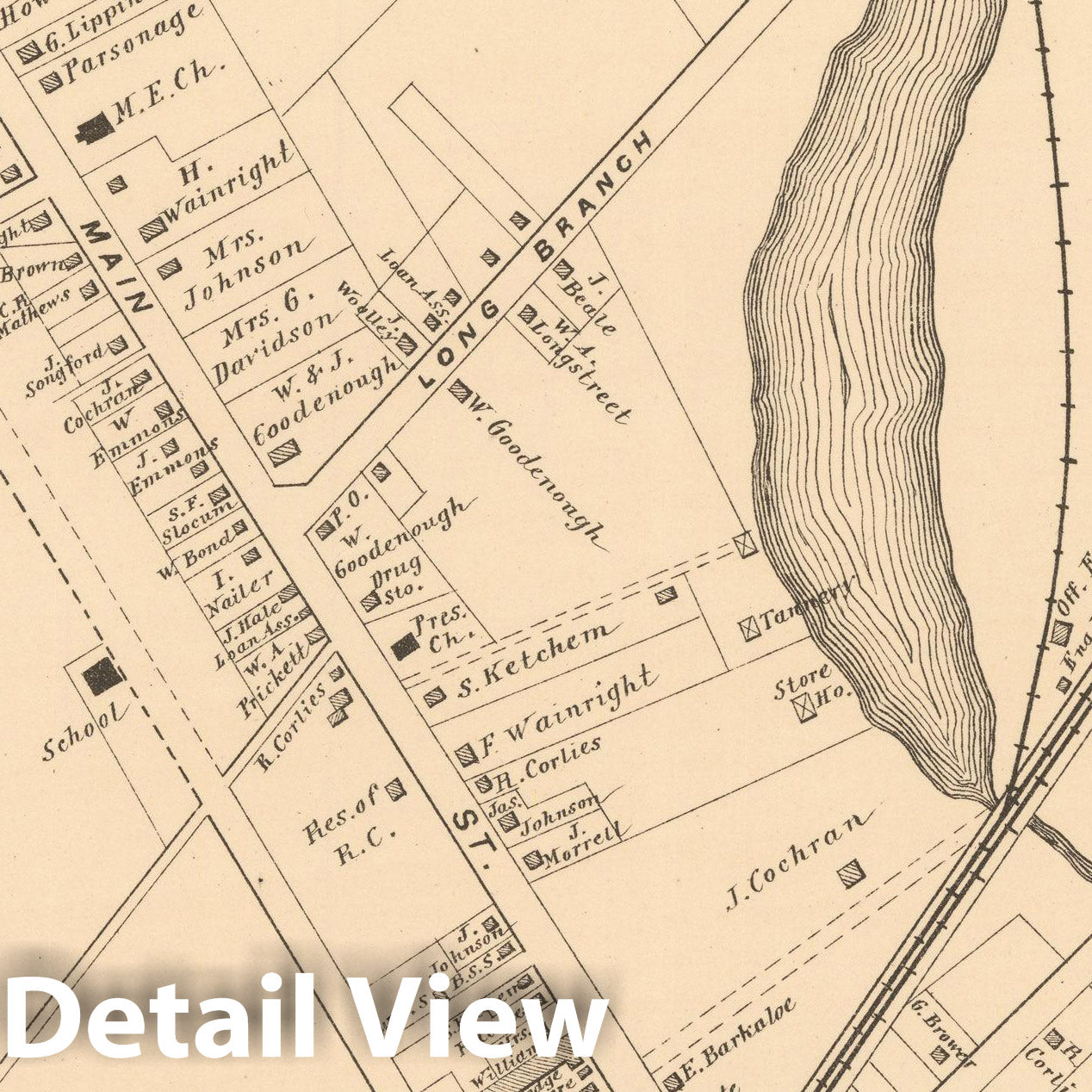 Historic Map : Atlas New Jersey Coast, Farmingdale 1878 , Vintage Wall Art