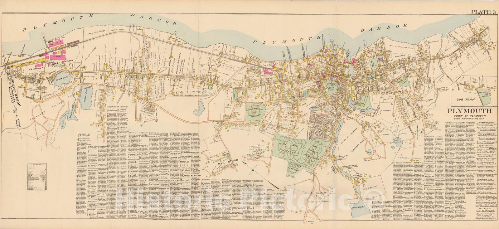 Historic Map : MA, Plymouth 1903 Plate 003 , New Topographical Atlas of Surveys of Plymouth County ... , Vintage Wall Art