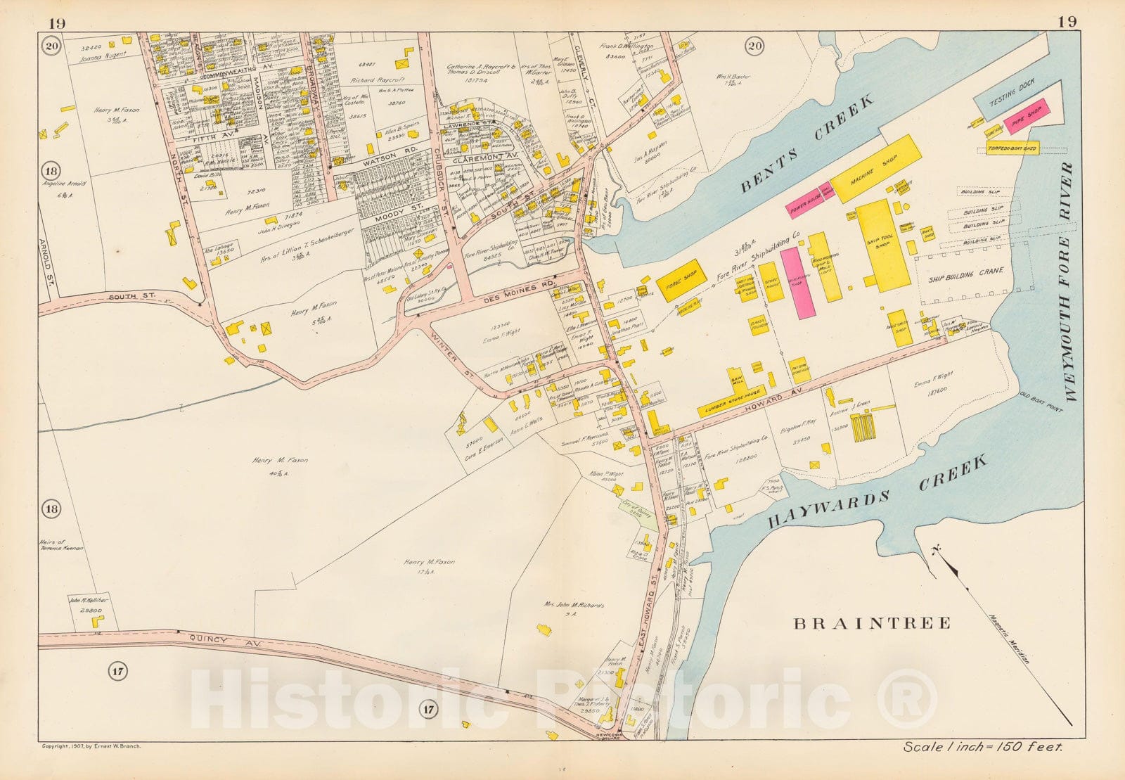 Historic Map : Atlas City of Quincy, Quincy 1907 Plate 019 , Vintage Wall Art