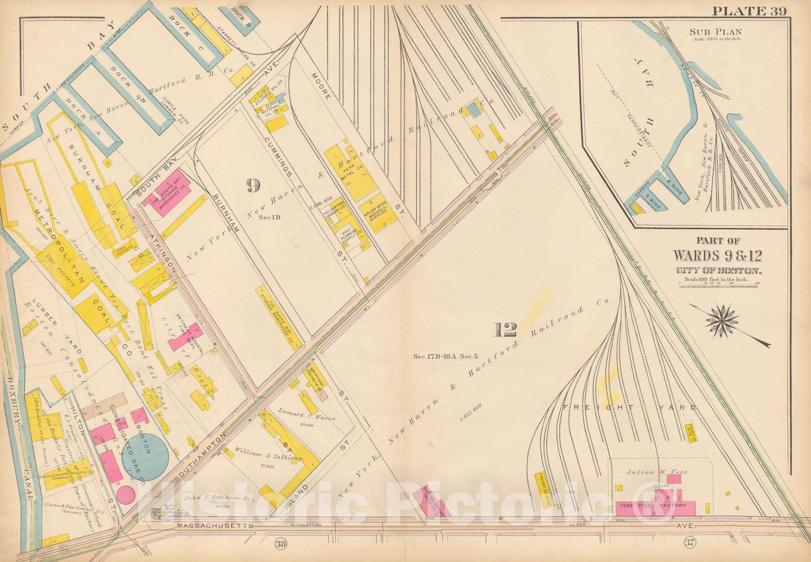 Historic Map : Atlas City of Boston, Roxbury, Roxbury 1915 Plate 039 , Vintage Wall Art