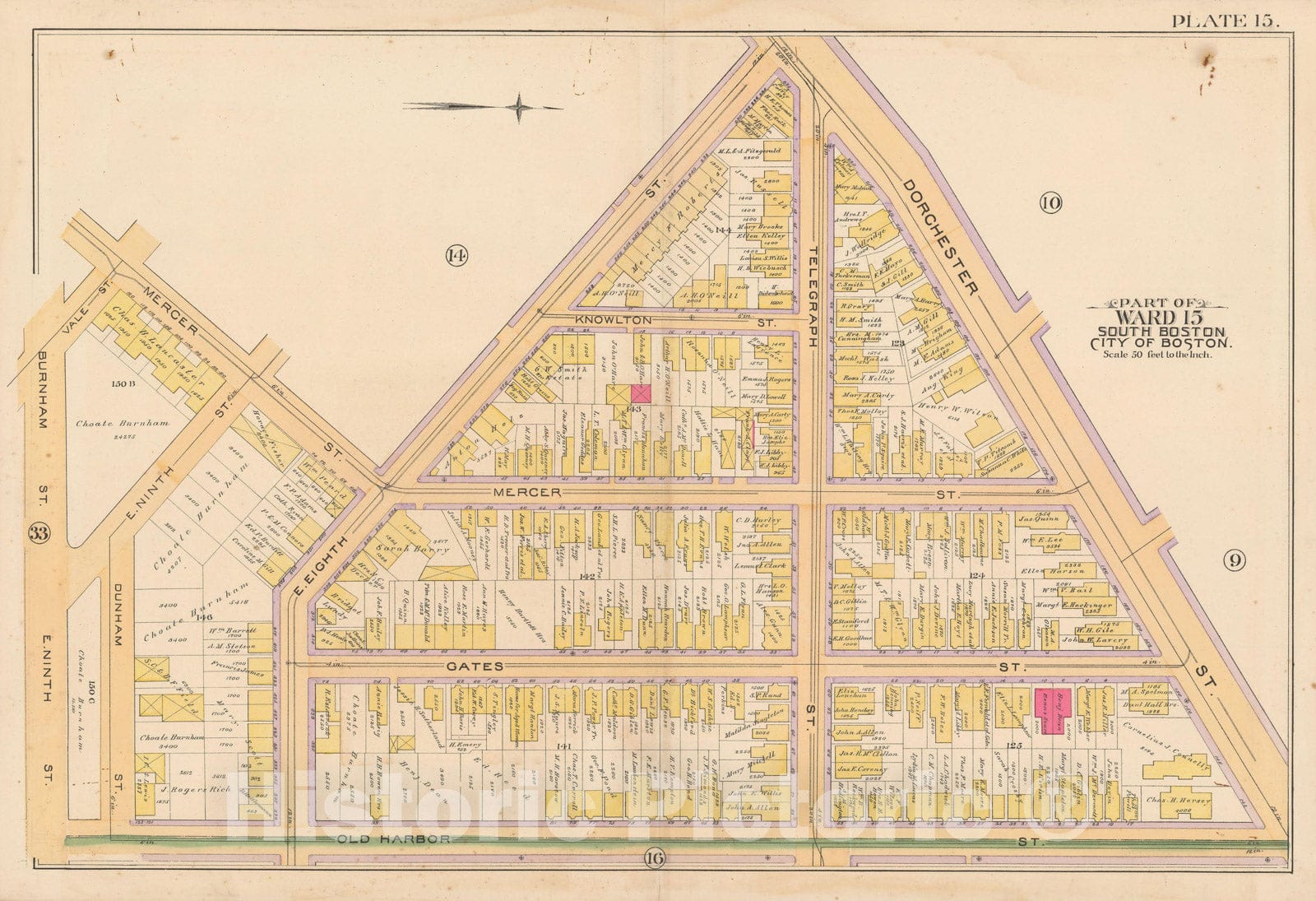 Historic Map : Atlas of South Boston, South Boston 1891 Plate 015 , Vintage Wall Art