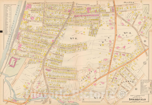 Historic Map : Atlas City of Springfield, Springfield 1899 Plate 006 , Vintage Wall Art