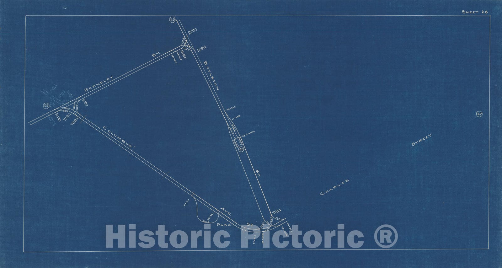 Historic Map : Boston Elevated Railway Track Plans, Boston 1936 Plate 028 , Vintage Wall Art