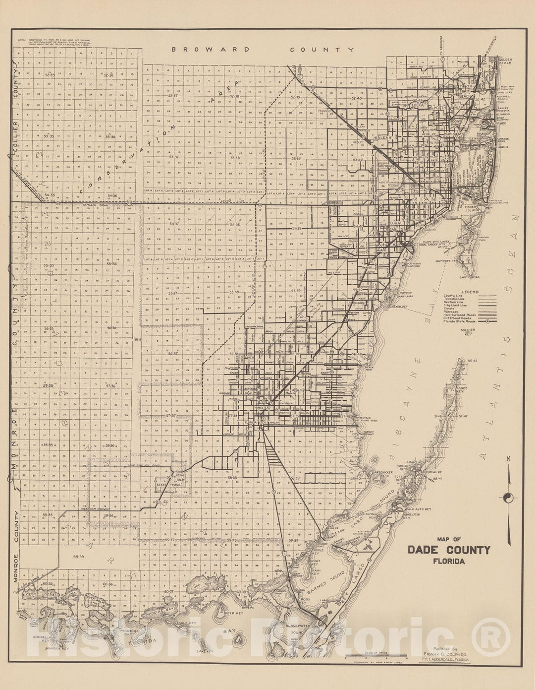 Historic Map : Dade County, Dade County 1952 , Vintage Wall Art