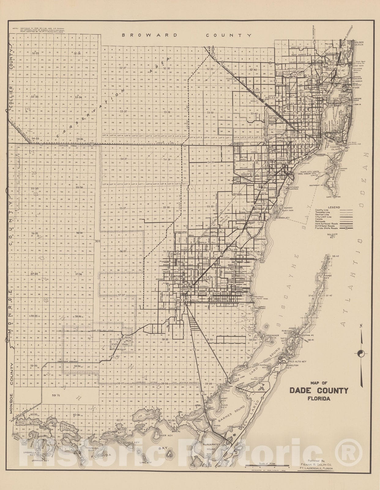 Historic Map : Dade County, Dade County 1952 , Vintage Wall Art