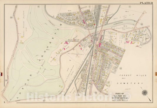 Historic Map : West Roxbury, & Roslindale, 1905 Plate 011 , Vintage Wall Art