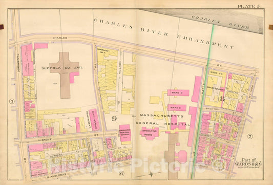 Historic Map : Atlas City of Boston, City Proper, Vol. I, Boston 1888 Plate 005 , Vintage Wall Art