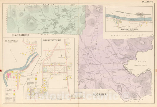 Historic Map : Atlas of Berkshire County Massachusetts, Clarksburg & Florida 1904 Plate 048 , Vintage Wall Art