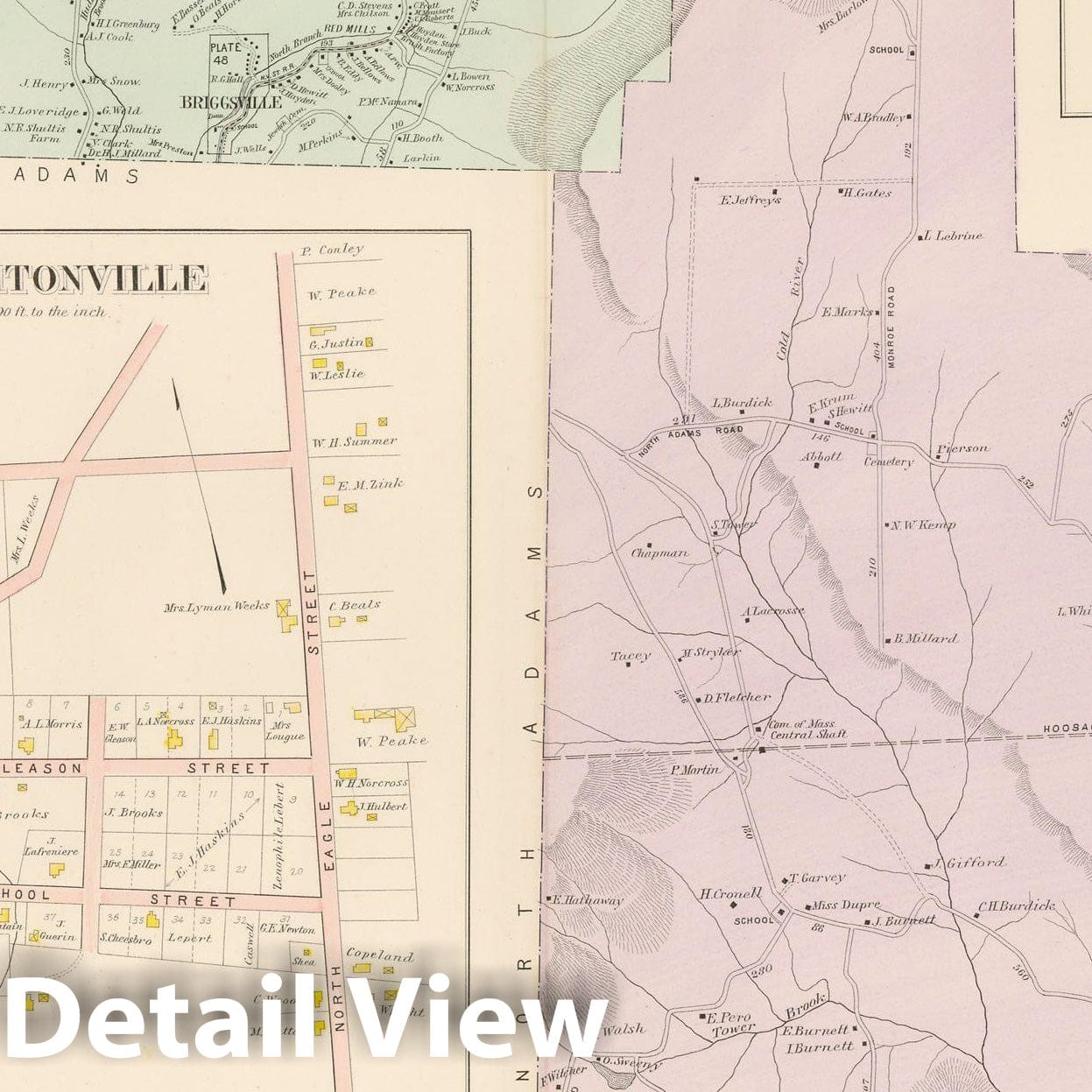 Historic Map : Atlas of Berkshire County Massachusetts, Clarksburg & Florida 1904 Plate 048 , Vintage Wall Art