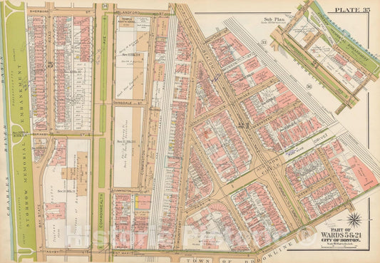 Historic Map : Atlas City of Boston, Boston 1938 Plate 035 , Vintage Wall Art