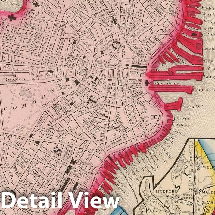 Historic Map : Boston 1860 , Vintage Wall Art
