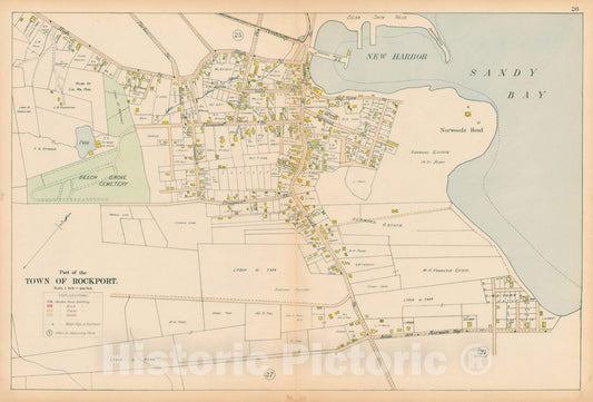Historic Map : Atlas of Cape Ann, Gloucester, Rockport and Manchester, Rockport 1899 Page 26 , Vintage Wall Art