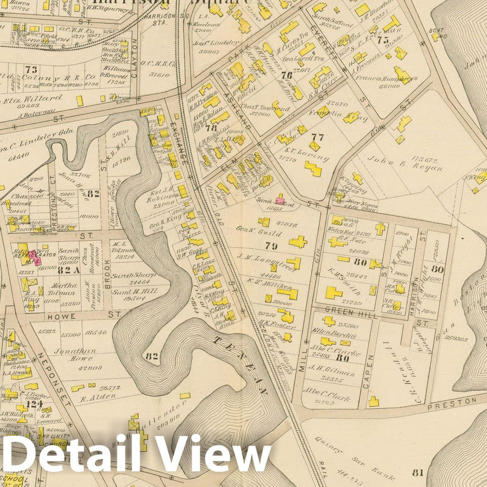 Historic Map : Atlas of Dorchester, Dorchester 1884 Plate H , Vintage Wall Art