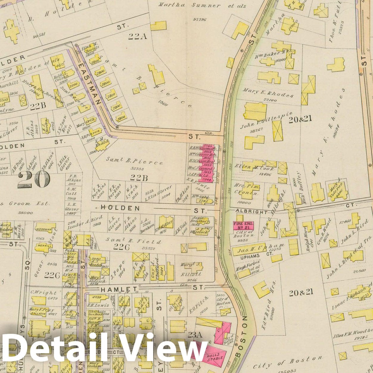Historic Map : Atlas City of Boston, Vol. 5, Dorchester, Dorchester 1894 Plate 004 , Vintage Wall Art