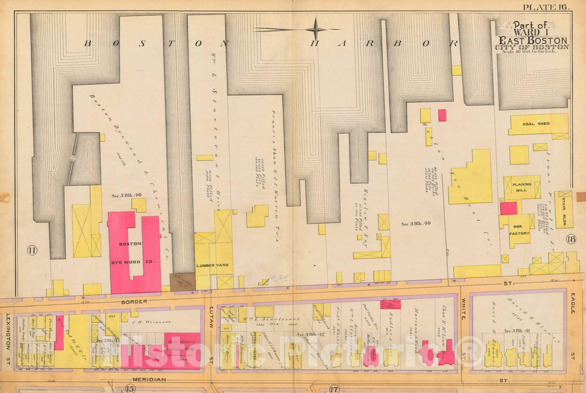 Historic Map : Atlas City of Boston, Vol. 9, East Boston 1892 Plate 016 , Vintage Wall Art