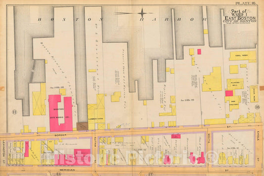 Historic Map : Atlas City of Boston, Vol. 9, East Boston 1892 Plate 016 , Vintage Wall Art