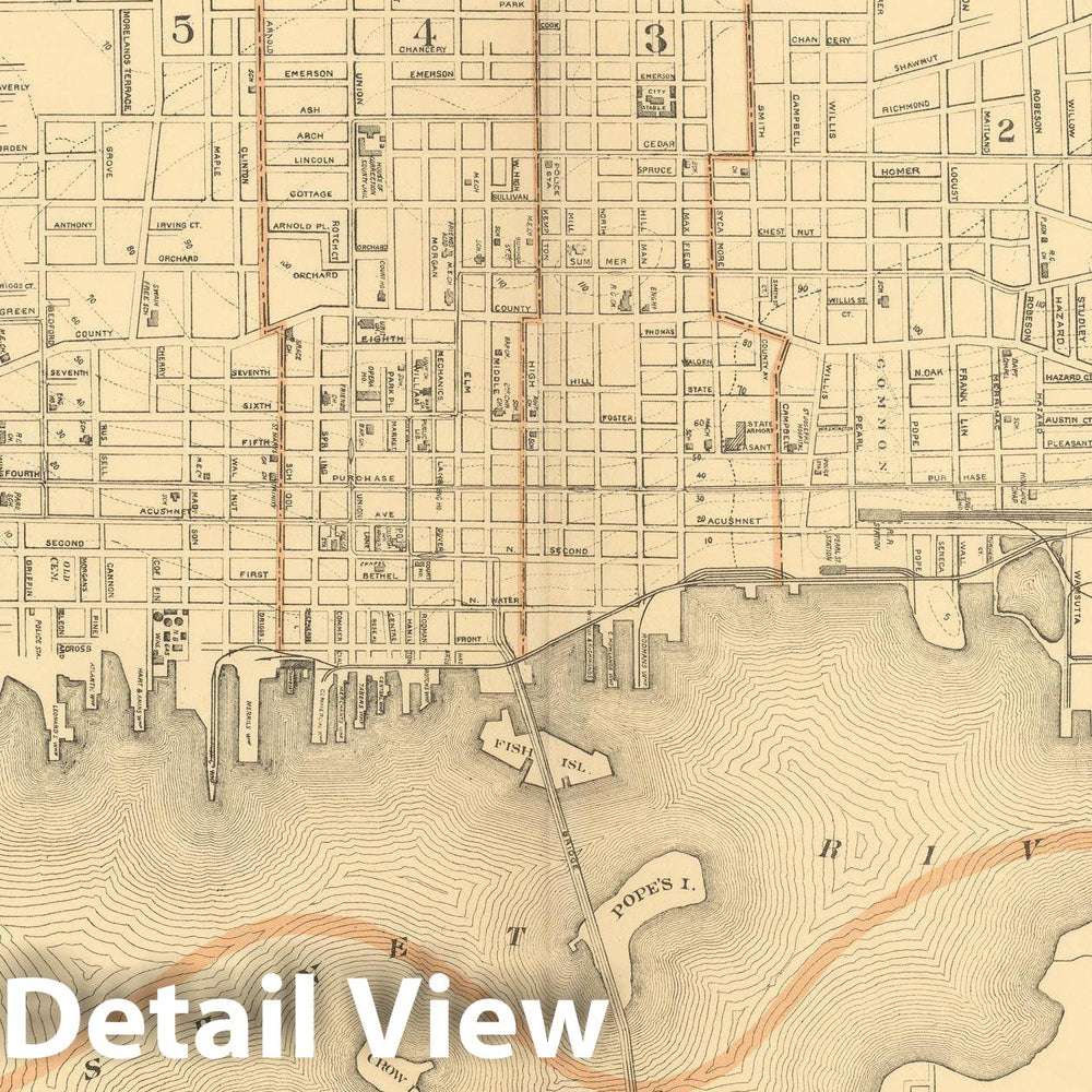 Historic Map : Atlas of Massachusetts, New Bedford 1904 , Vintage Wall Art