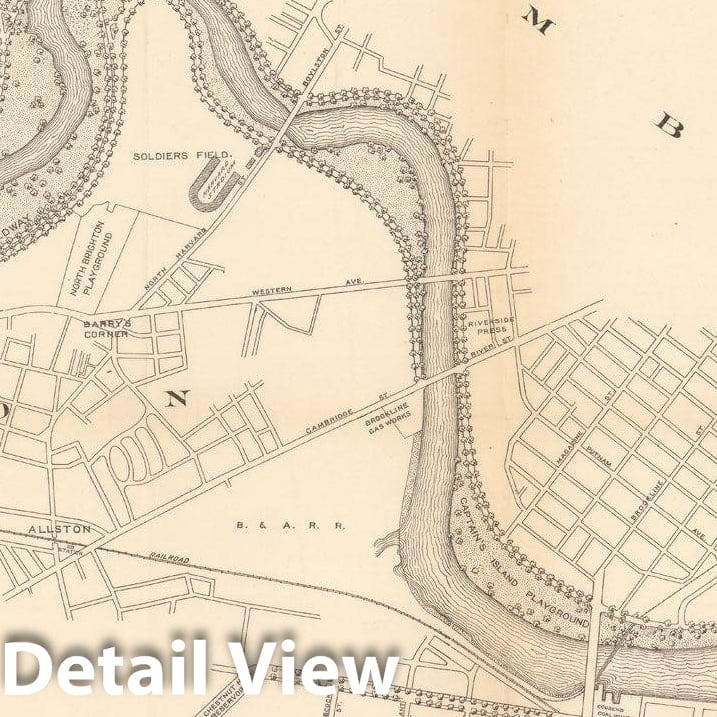 Historic Map : Public Reservations on the Charles 1910 , Vintage Wall Art