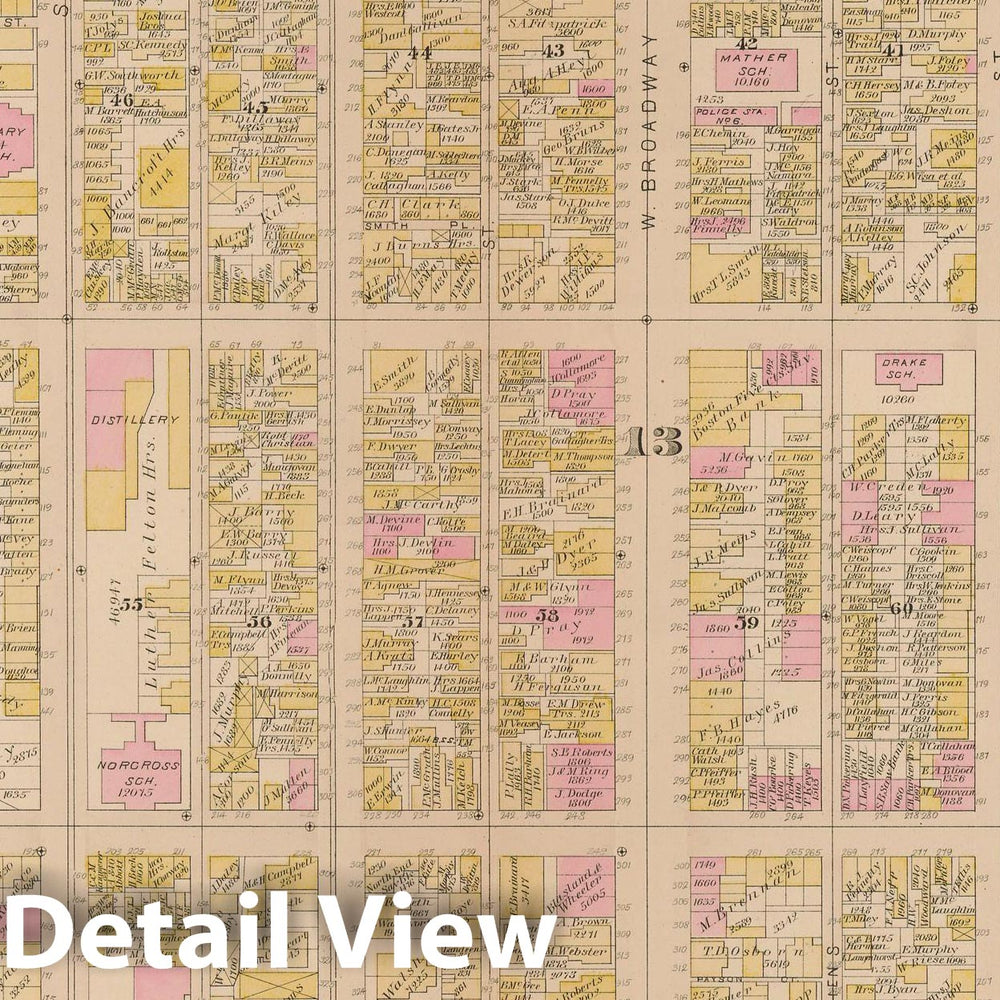 Historic Map : Atlas of South Boston, South Boston 1884 Plate B , Vintage Wall Art
