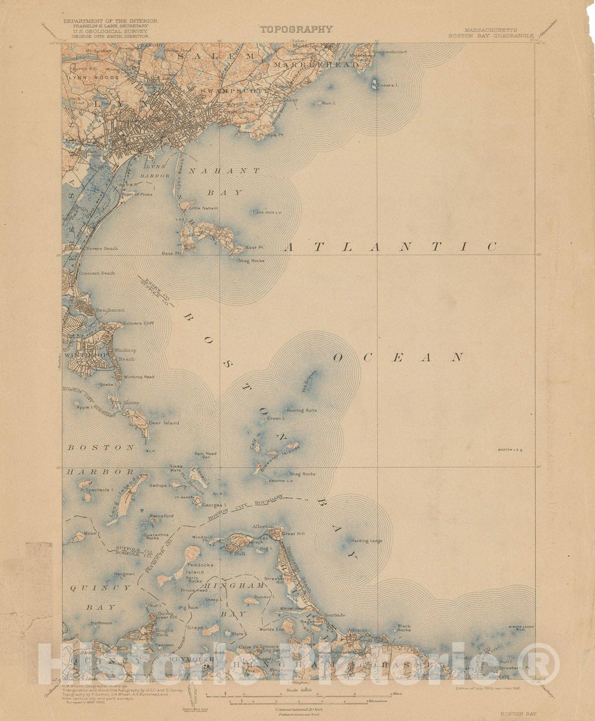 Historic Map : USGS 7.5 Minute Sheets and Quadrangles, Hull & Nahant & Winthrop 1918 Topographic Map , Vintage Wall Art