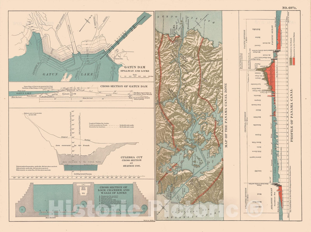 Historic Map : Panama 1914 , Century Atlas of the World, Vintage Wall Art