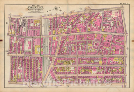 Historic Map : Atlas of Boston Proper, 1898 Plate 014 , Vintage Wall Art