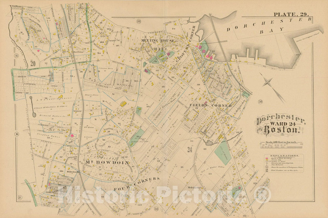 Historic Map : Atlas of Dorchester, Dorchester 1882 Plate 029 , Vintage Wall Art