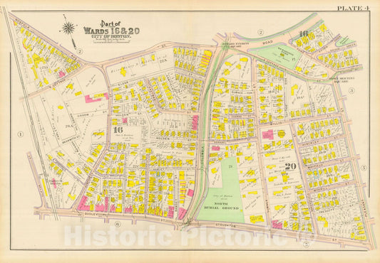 Historic Map : Atlas City of Boston, Dorchester, Dorchester 1910 Plate 004 , Vintage Wall Art