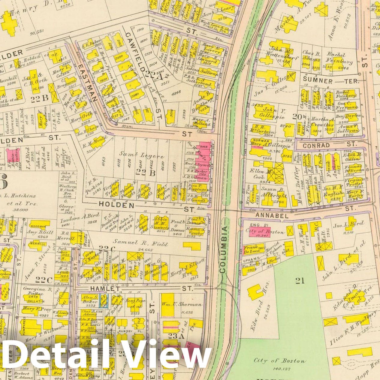 Historic Map : Atlas City of Boston, Dorchester, Dorchester 1910 Plate 004 , Vintage Wall Art