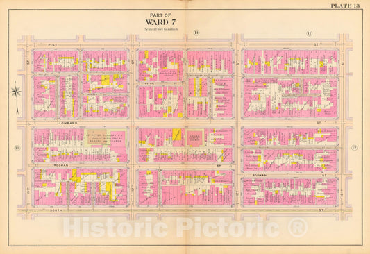 Historic Map : Philadelphia 1908 Plate 013 , Vintage Wall Art